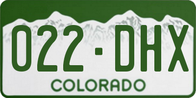 CO license plate 022DHX