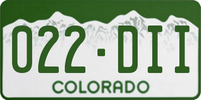 CO license plate 022DII