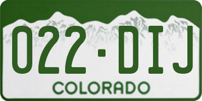 CO license plate 022DIJ