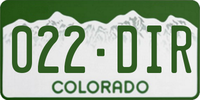 CO license plate 022DIR