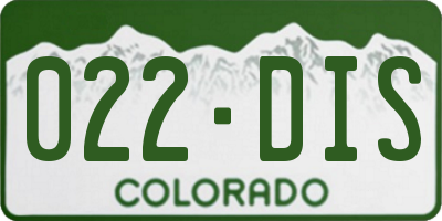 CO license plate 022DIS