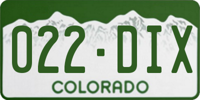 CO license plate 022DIX