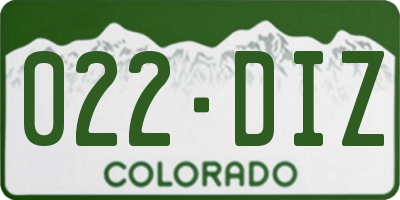CO license plate 022DIZ