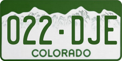 CO license plate 022DJE