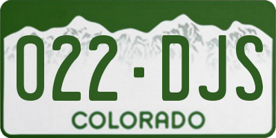 CO license plate 022DJS