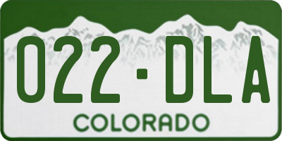 CO license plate 022DLA
