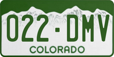 CO license plate 022DMV