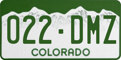 CO license plate 022DMZ