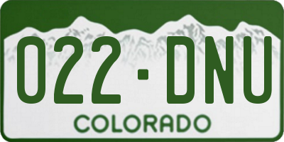 CO license plate 022DNU