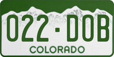 CO license plate 022DOB