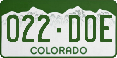 CO license plate 022DOE