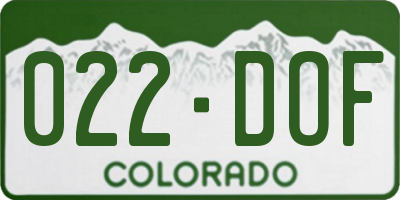 CO license plate 022DOF