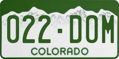CO license plate 022DOM