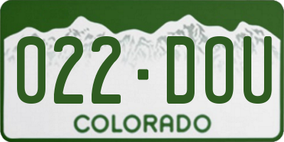 CO license plate 022DOU