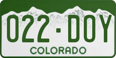 CO license plate 022DOY
