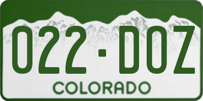 CO license plate 022DOZ