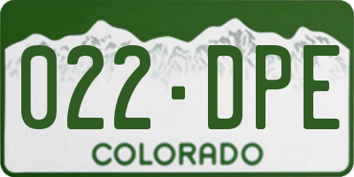 CO license plate 022DPE