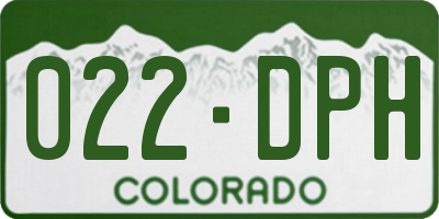 CO license plate 022DPH
