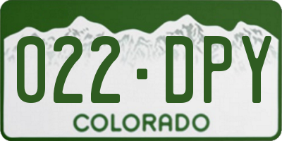 CO license plate 022DPY