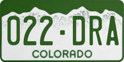 CO license plate 022DRA