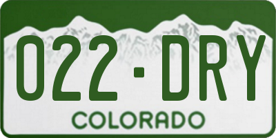 CO license plate 022DRY