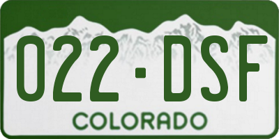 CO license plate 022DSF