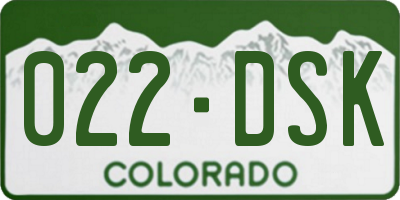 CO license plate 022DSK
