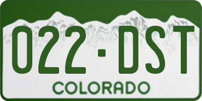 CO license plate 022DST