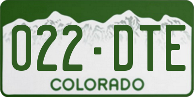 CO license plate 022DTE