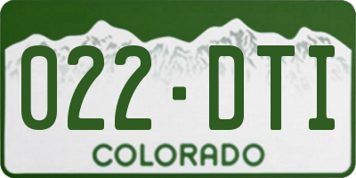 CO license plate 022DTI