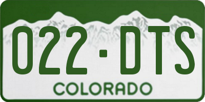 CO license plate 022DTS