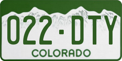 CO license plate 022DTY