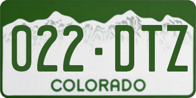 CO license plate 022DTZ