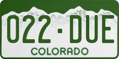 CO license plate 022DUE