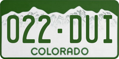 CO license plate 022DUI