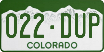 CO license plate 022DUP
