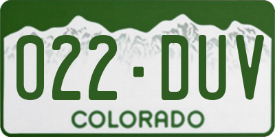 CO license plate 022DUV