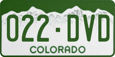 CO license plate 022DVD