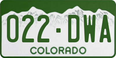 CO license plate 022DWA
