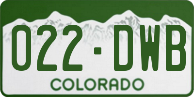 CO license plate 022DWB