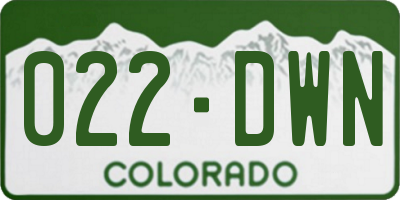 CO license plate 022DWN