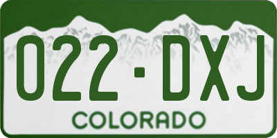 CO license plate 022DXJ
