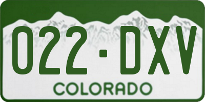CO license plate 022DXV