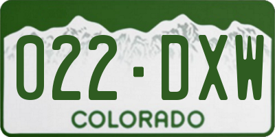 CO license plate 022DXW