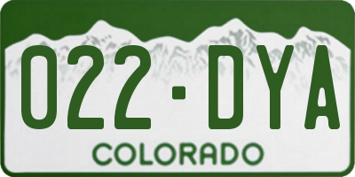 CO license plate 022DYA