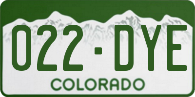 CO license plate 022DYE