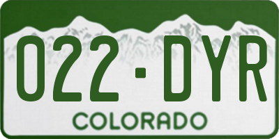 CO license plate 022DYR
