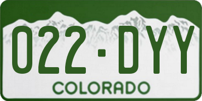 CO license plate 022DYY