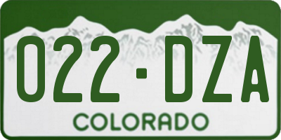CO license plate 022DZA