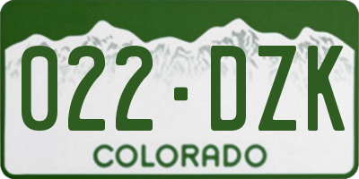 CO license plate 022DZK